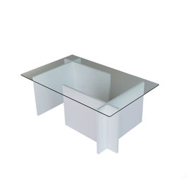 Hanah Home Escape Mesa de Centro Blanca con Cristal Templado
